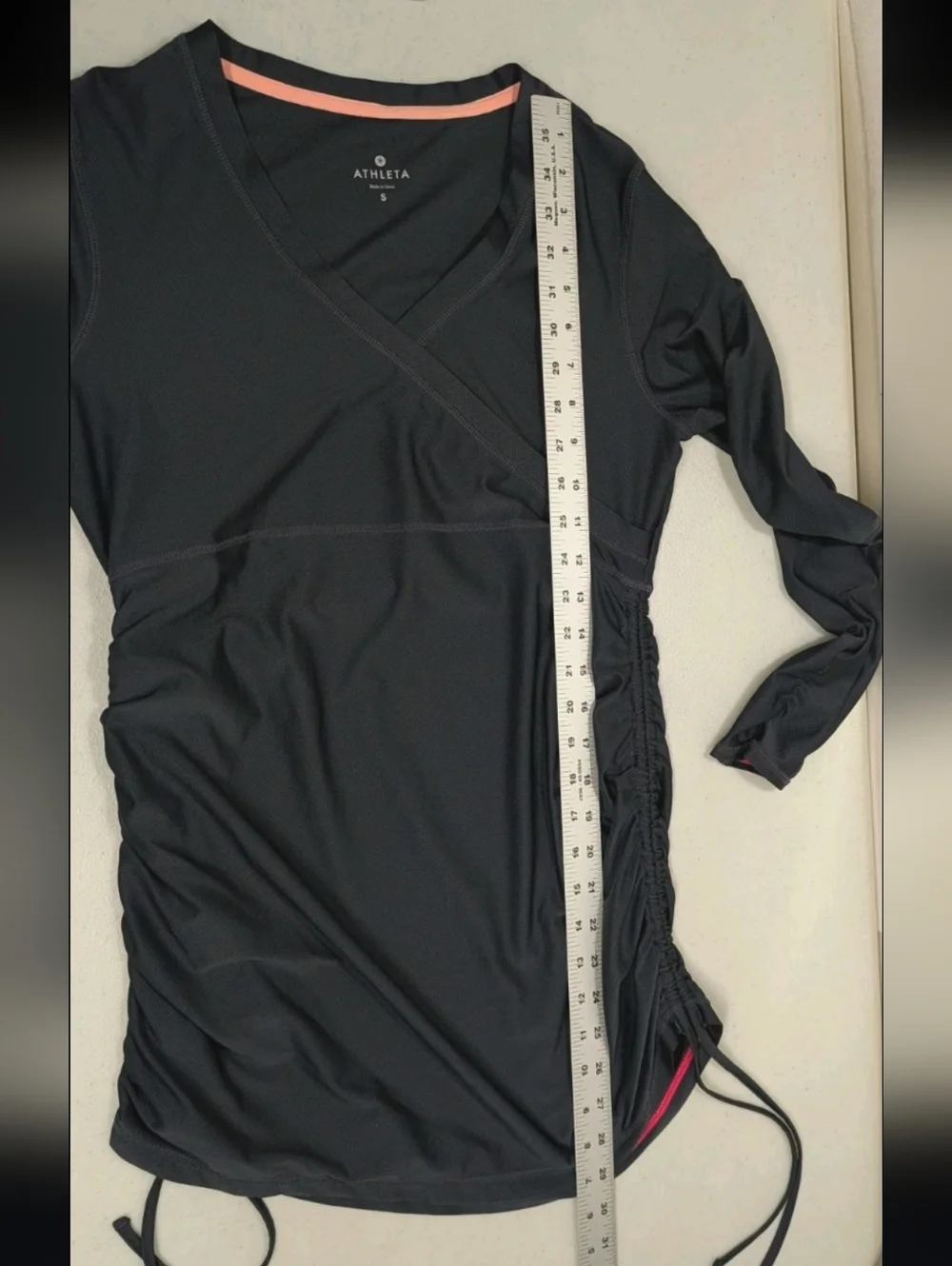 Athleta Wick It Ruched Swim Cover Up S Dark Gray Beach Sporty Athletic #7000